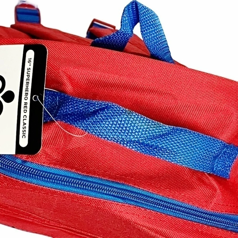 B-wap Boys Girls 16” Superhero Red Classic Backpack Pockets Adjust. Straps NEW